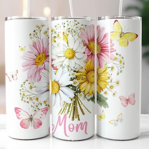 Spring Flowers Mom Tumbler Wrap Png Mother&#39;s day gift Best Mom Sublimation Tumbler Designs 20 oz Mommy Tumbler PNG Mom Birthday Tumbler Cup