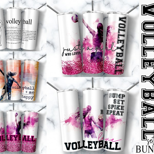 Volleyball Tumbler Wrap Bundle Set of 6 20 oz Skinny Tumbler Girl who loves Volleyball PNG Coach Gift Sport Sublimation Designs DIGITAL