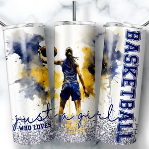 Basketball Tumbler Wrap Sublimation Design 20 oz Skinny Straight Tumbler Just a Girl who loves Basketball Coach Gift Basketball PNG DOWNLOAD