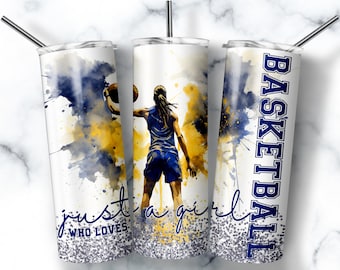 Basketball Girl 20oz Tumbler Wrap Sublimation Design (PNG Download)