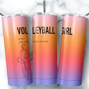 Volleyball Tumbler Design 20 oz Skinny Tumbler Wrap Volleyball Coach Gift Sublimation Designs Volleyball Girl PNG DOWNLOAD