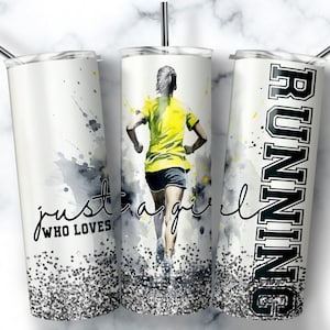 Running Tumbler Wrap Design 20 oz Skinny Tumbler Wrap for Running Girl Marathon Runner Sublimation Designs Track & Field Mom PNG DOWNLOAD