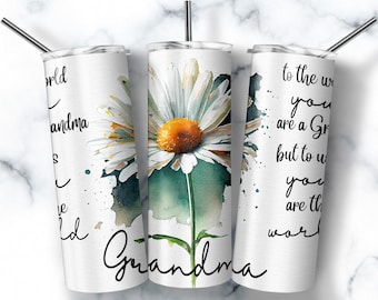 Grandma 20oz Wrap Tumbler Wrap, Grandma Sublimation Tumbler Designs, 20 oz Daisy Tumbler PNG | Instant DIGITAL DOWNLOAD