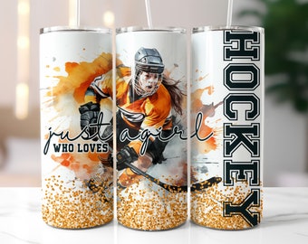 Hockey Girl Tumbler PNG, 20oz Skinny Sublimation Design (Digital Download)