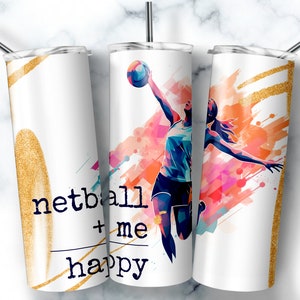 Netball Girl Tumbler Wrap Netball Team Gifts Coach Gift 20 oz Skinny Sublimation Tumbler Designs Netball Player PNG DOWNLOADABLE