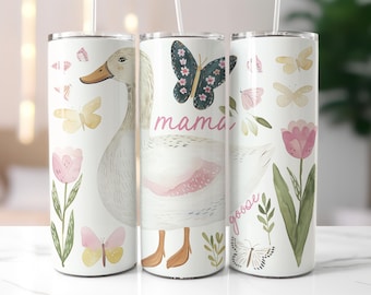 Diseño de sublimación para vaso térmico Mama Goose de 20 oz, delgado y recto, ideal como regalo para el Día de la Madre (descarga digital).