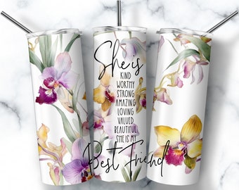 Envoltura floral para vaso "Mejor Amigo", diseño delgado de 20 oz (descarga digital)