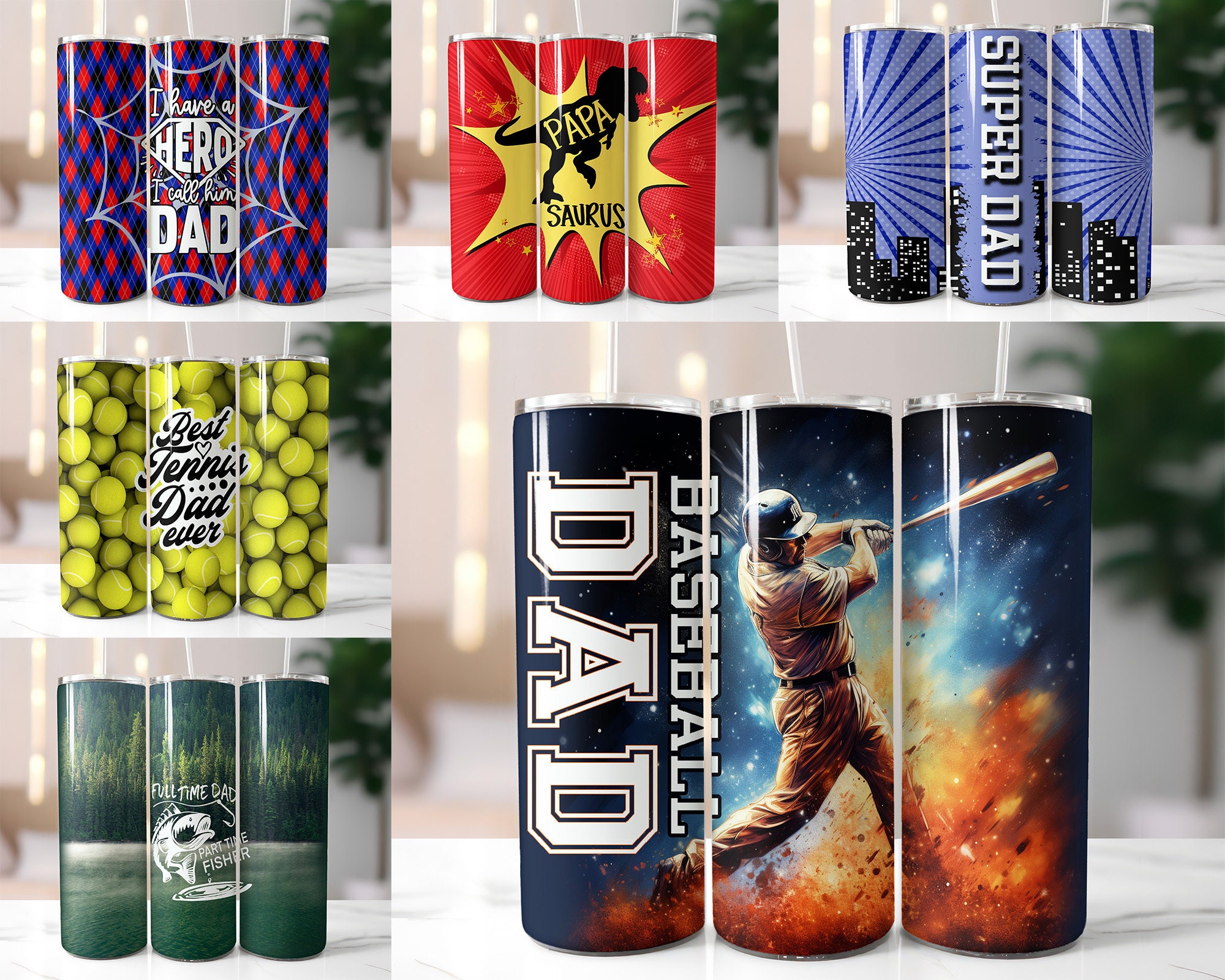 Father's Day Tumbler Wrap Bundle, Dad 20oz Sublimation Designs (DIGITAL ...