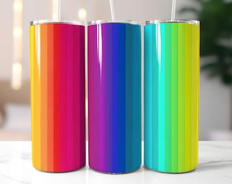LGBTQ TUMBLER Wrap Png Bright Neon Lgbt Rainbow Tumbler Wrap Trendy Colorful Pride Month Tumbler Cup 20oz Gay Skinny  Sublimation Designs