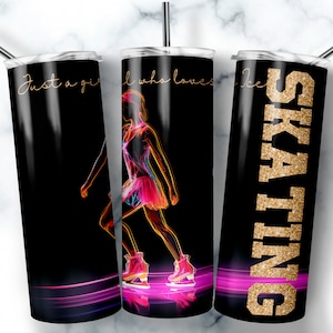 Ice Skating Tumbler Wrap, Ice Skating Coach Gifts 20 oz Skinny Sublimation Tumbler Designs Ice Skater PNG | DIGITAL DOWNLOAD