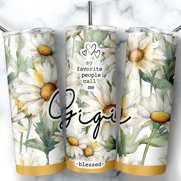 Gigi Tumbler Wrap, Gigi Birthday gift, Grandma Sublimation Tumbler Designs, 20oz Daisy Tumbler PNG | Instant DIGITAL DOWNLOAD