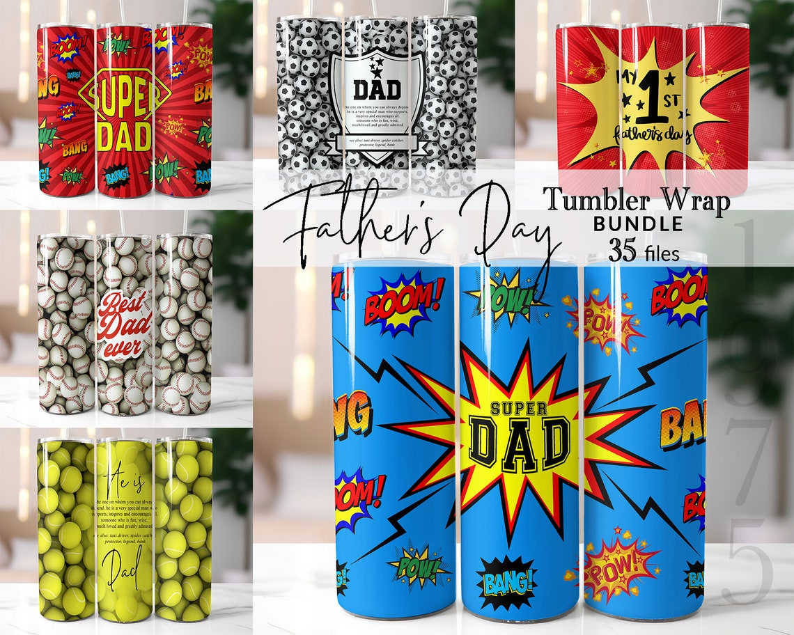 Father's Day Tumbler Wrap Bundle, Dad 20oz Sublimation Designs (DIGITAL ...