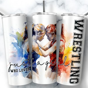 Wrestling Gifts, Wrestling Png 20 oz Tumbler Wrap  Just a Girl who loves Wrestling, Cool Girl Sublimation Designs DIGITAL DOWNLOAD