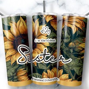 Sister Tumbler Wrap Sublimation Design para 20oz Skinny Tumbler Engraçado Big Sister Tumbler Wrap Png Presente de aniversário exclusivo para irmã Digital