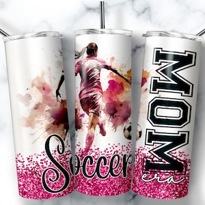 Envoltura de vaso para mamá futbolera Diseño de sublimación delgado de 20 oz de Soccer Mom Era Vaso Soccer MAMA PNG Lindo regalo para niña Equipo de fútbol Mamá DESCARGAR