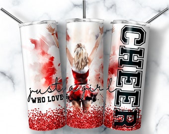 Cheerleader Tumbler Wrap, Cheer PNG, 20oz Skinny Tumbler (Digital Download)