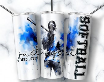 Softball Girl 20oz Tumbler Wrap PNG, Coach Gift (Digital Download)