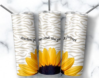 Envoltorio para vaso de girasol para profesor, diseño de sublimación de 20 oz (descarga digital)
