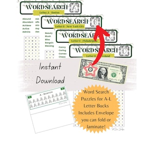 Letter Bucks Word Search Savings Challenges