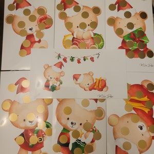 Set of 6 Christmas Bears Low Number Scratch Off Savings Challenge