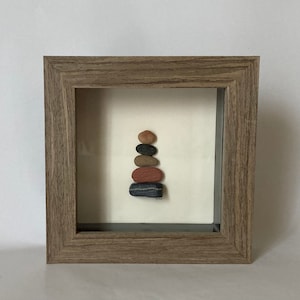 Beach Pebble Cairn Shadow Box