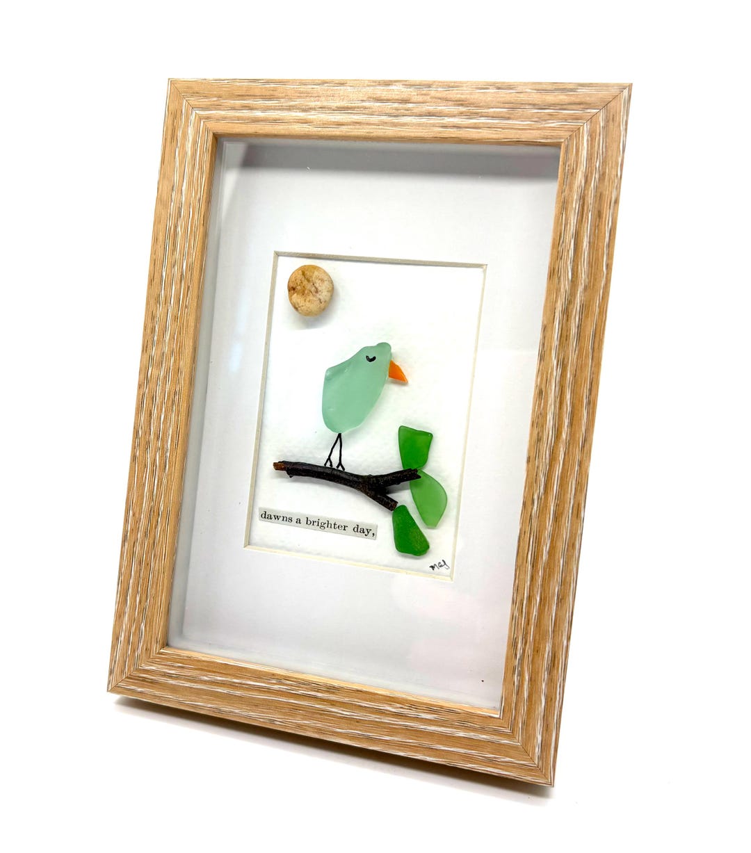 Beach Glass Blue Bird Shadow Box - Etsy