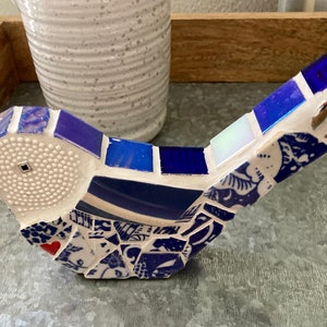Mosaic Blue Bird with Beach Pottery Wing image 8