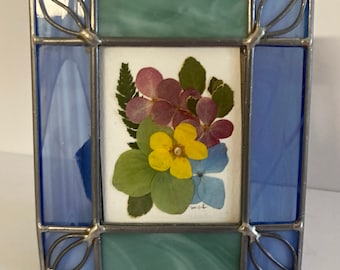 Pressed Flowers in a Stained Glass Frame