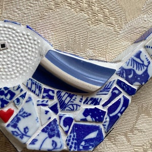 Mosaic Blue Bird with Beach Pottery Wing image 6