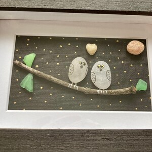 Beach Pebble Owls Shadow Box Etsy Beach Pebble Owls Shadow Box Etsy