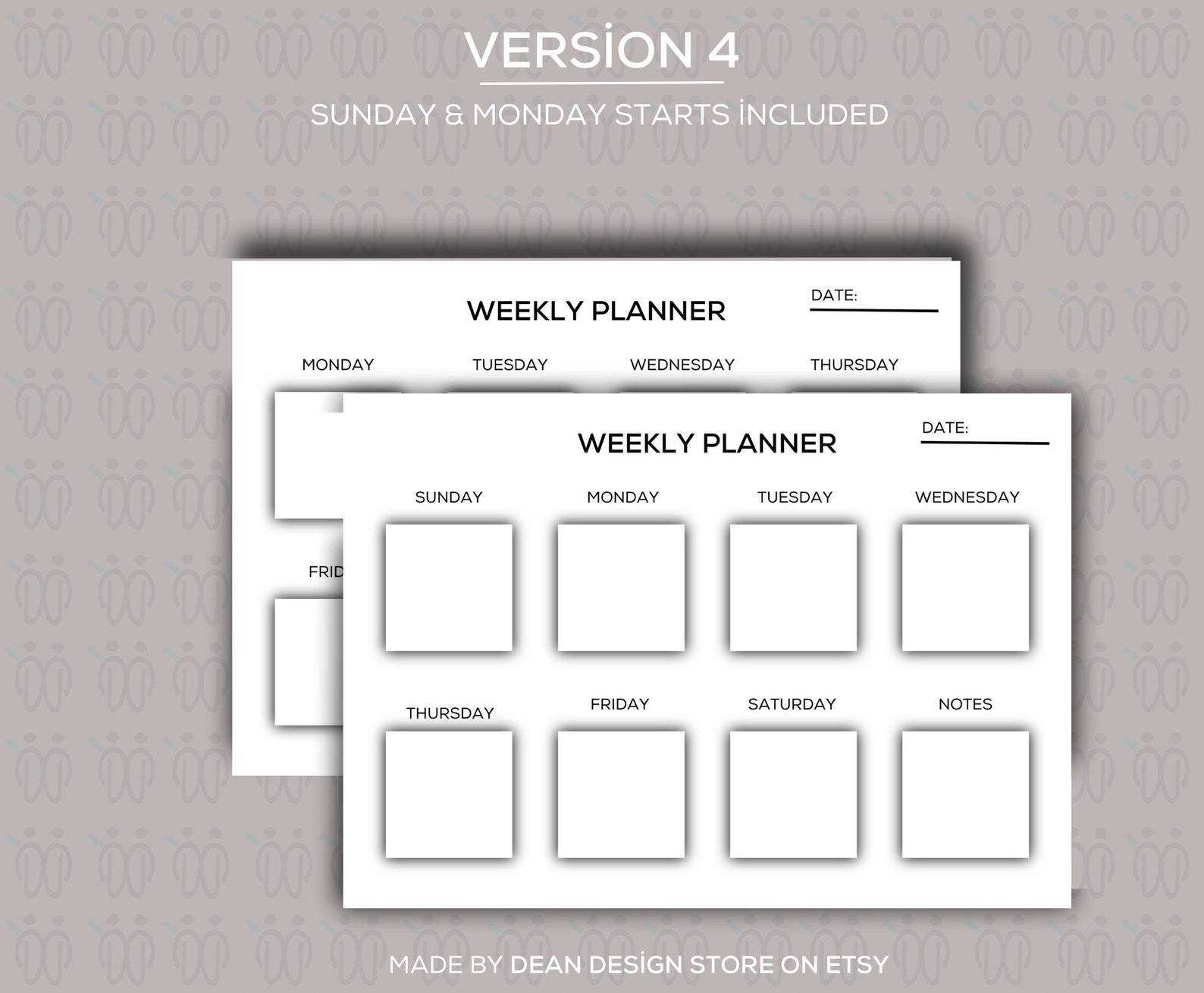 Weekly Planner Printable Landscape, Minimalist Weekly Schedule, Week at