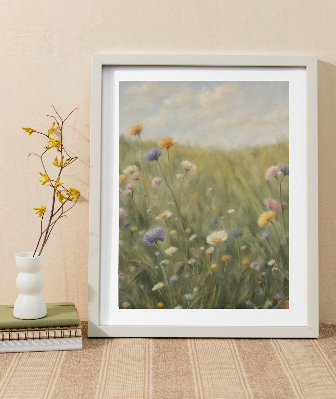 Flower Pastel Painting Print, Flower Print, Rustic Flower Print, Rustic ...