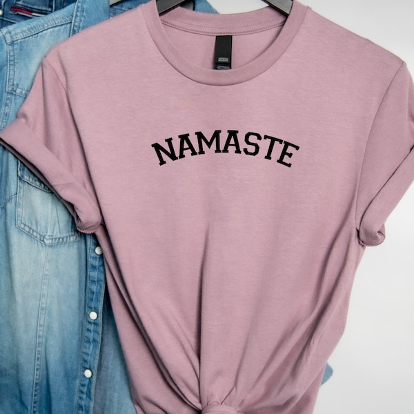 Camiseta Namaste, Tendencias, Yoga, Respirar, Eslogan, Retro, Pilates, Diseño Regalo Top Mujer Camiseta 100% Algodón, Negro, Gris, Blanco, Camisa de Arena