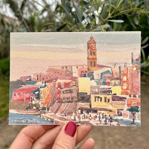 Cartolina acquerello dall'Italia - "Gaeta e mio amore" di LizaBeta