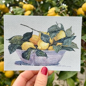 Postal de acuarela "Limonero" (A6, impresión artística o descarga digital), Bodegón italiano de LizaBeta