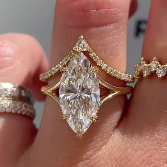 ring set marquise diamond stacking ring