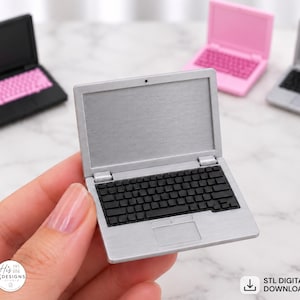 Laptop STL file, Miniature laptop, 3D Printed Laptop model, desk decor 3d print