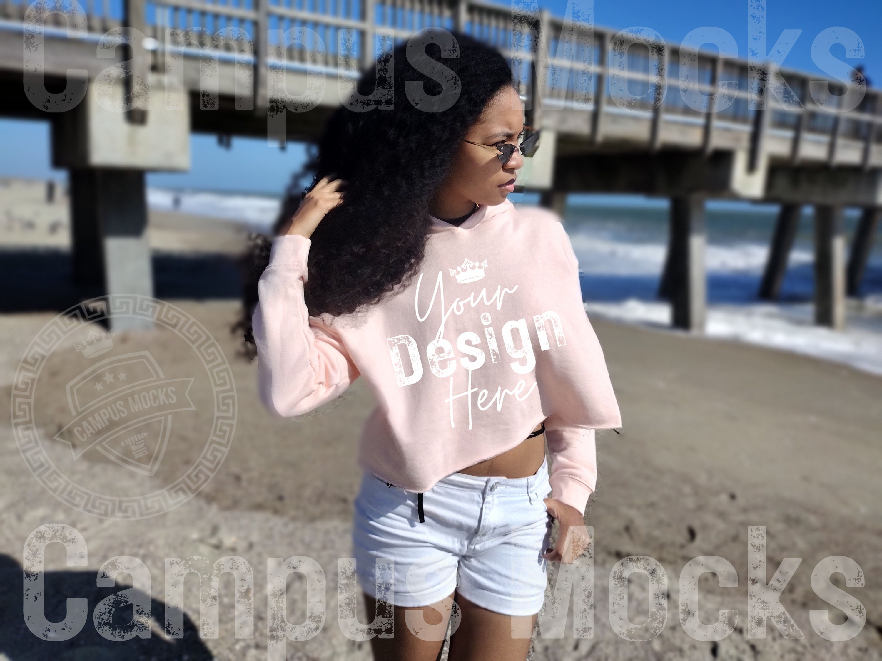 Baby pink store cropped hoodie