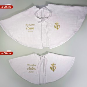 Baptism cape lined in double white cotton gauze, baptism clothing, ceremony diaper image 3