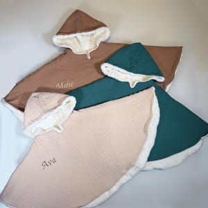 Poncho e capa personalizados para bebês – Reversíveis, quentes e seguros para assento de carro ou canguru. 2 tamanhos: 3/12 meses e 18/36 meses