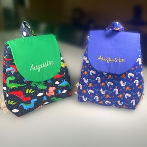 Sac à dos enfant crèche maternelle  fait main personnalisé brodé 100% coton Différents motifs de tissus et de broderies