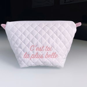 Trousse à maquillage matelassée blanc 23x13x8 cm , personnalisable, trousse de toilette, trousse enfant