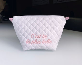 White quilted makeup bag 23x13x8 cm, customizable, toiletry bag, child's bag