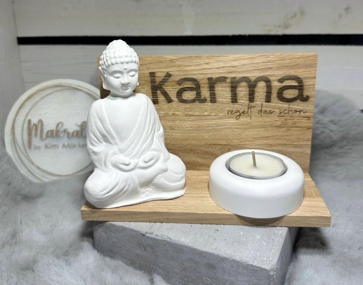 Deko Teelichthalter 'Inner Balance' - Thai Buddha Aus Zement, Höhe 16 Cm - Meditation & Wohnaccessoire