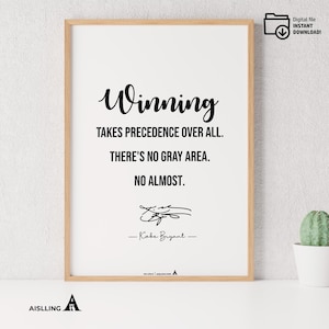 Kobe Bryant Poster | Minimalist Basketball Printable Quote Wall Art | NBA Black Mamba Motivation Desk Decor - PO-476-D