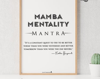 Kobe Bryant Mamba Mentality Definition Posters, NBA Black Mamba Basketball  Mindset Printable Wall ArtMinimalist Mamba Mentality Quote