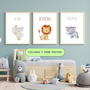 Safari Animal Nursery Wall Art Set - 6 Printable Digital Prints for Kids Room Decor, Safari Themed Nursery Artwork