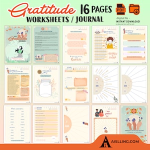 Gratitude worksheets, Gratitude Journal, therapist resources, depression book, gratefulness, SELF-growth mindset, Daily Gratitude
