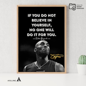 Kobe Bryant Mamba Mentality Quotes, NBA Sports, Printable NBA Poster, Teenager kid basketball gift, NBA poster,  Basketball Black Mamba
