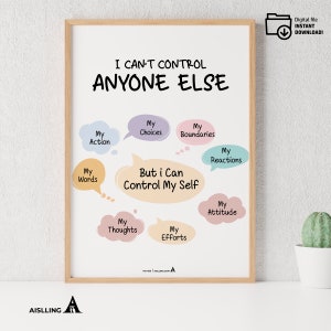 Things I Can and Cannot Control Poster, Counselor Office Decor, Mental Health Prints, Classroom Decor, Psychology Art therapy office decor
